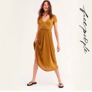 FREE PEOPLE BEACH Castaway Midi Dress Olive Green